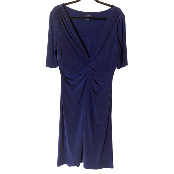 Chaps Womens XL Navy Blue Ruched Dress - Picture 1 of 9